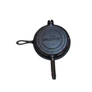 Antique EC Simmons Keen Kutter Cast Iron Waffle Iron with Low Base - Coil Handle